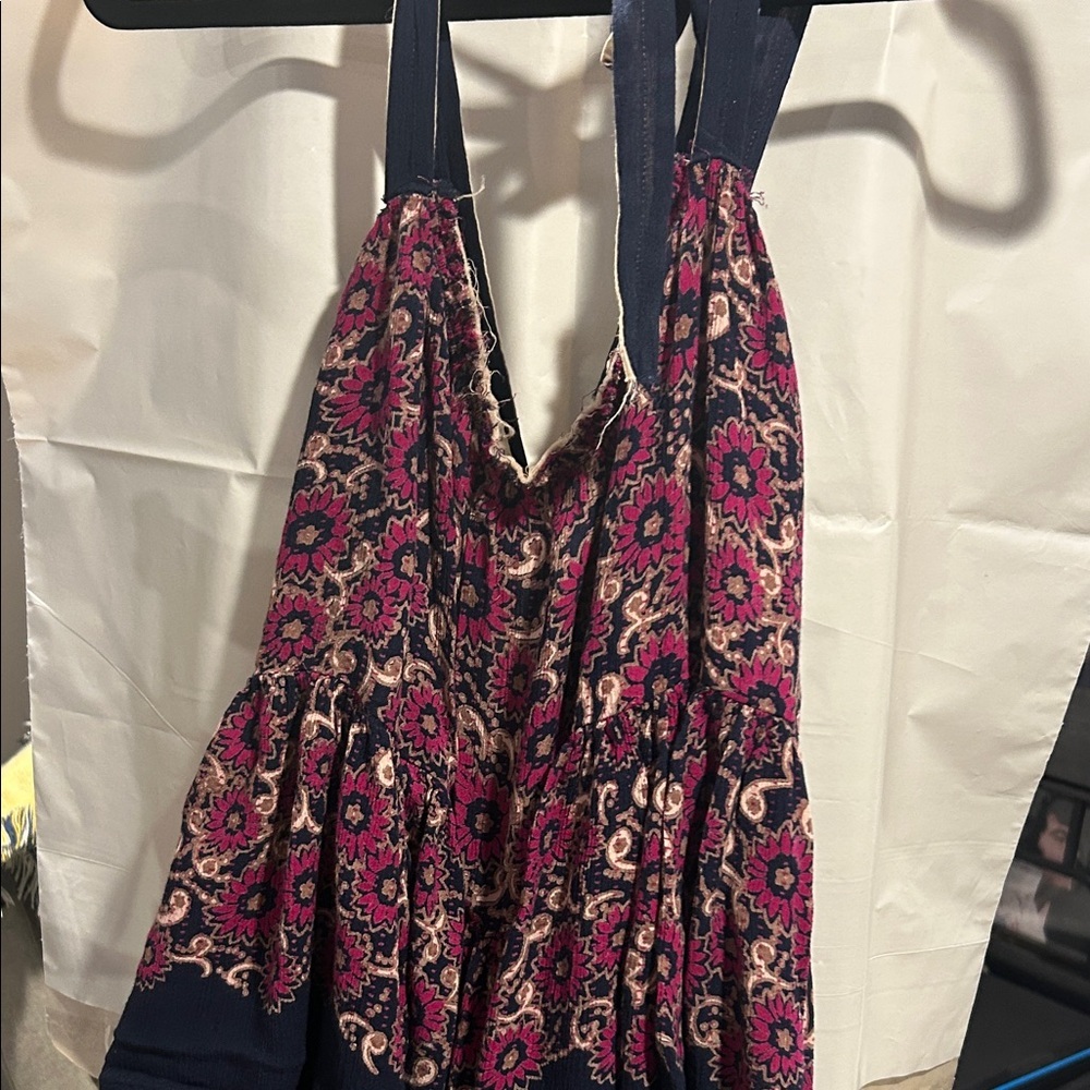 FP MOVEMENT Boho Floral Navy and Magenta Sun top